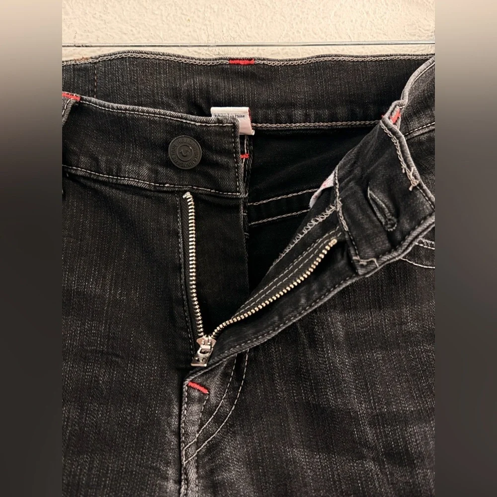 True Religion Skinny Moto Stitch Jeans Mens Black 34 W & 33 L